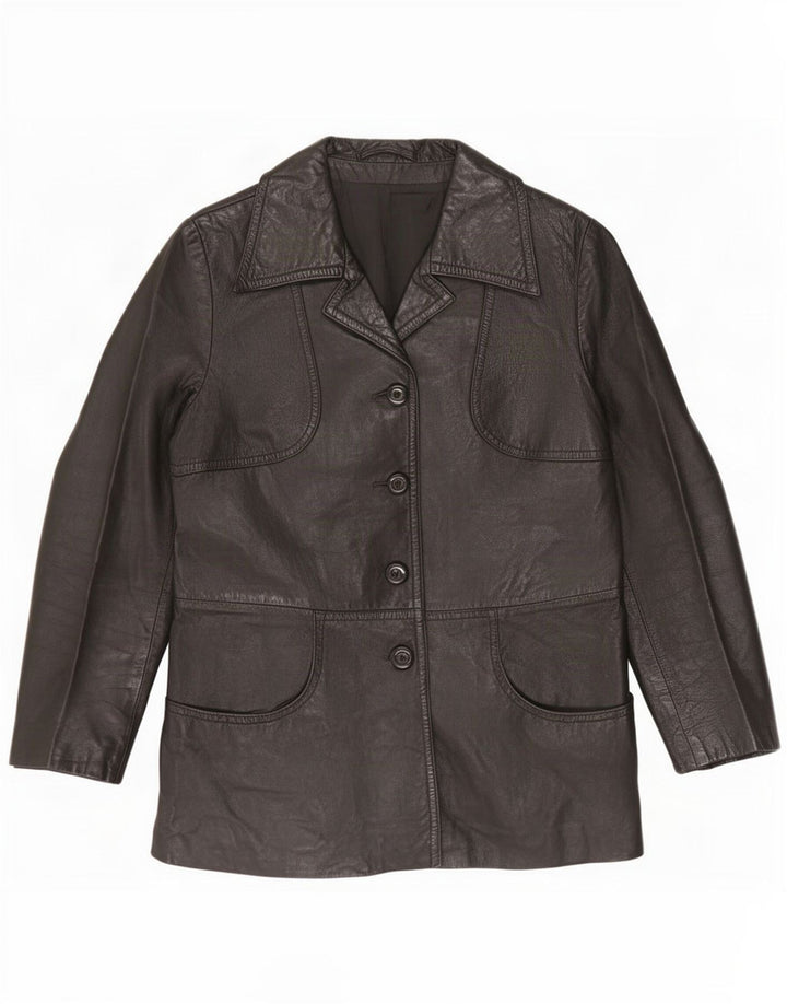 Jachetă de piele vintage pentru femei UK 10 Small Black