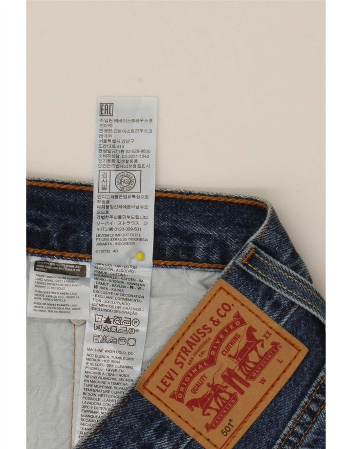 Pantaloni scurți Levi's 501 din denim distressed W32, bumbac albastru mare