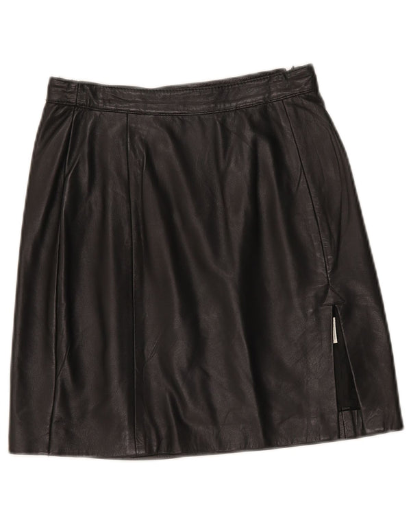 Vintage Womens Mini Leather Skirt W24 XS Black