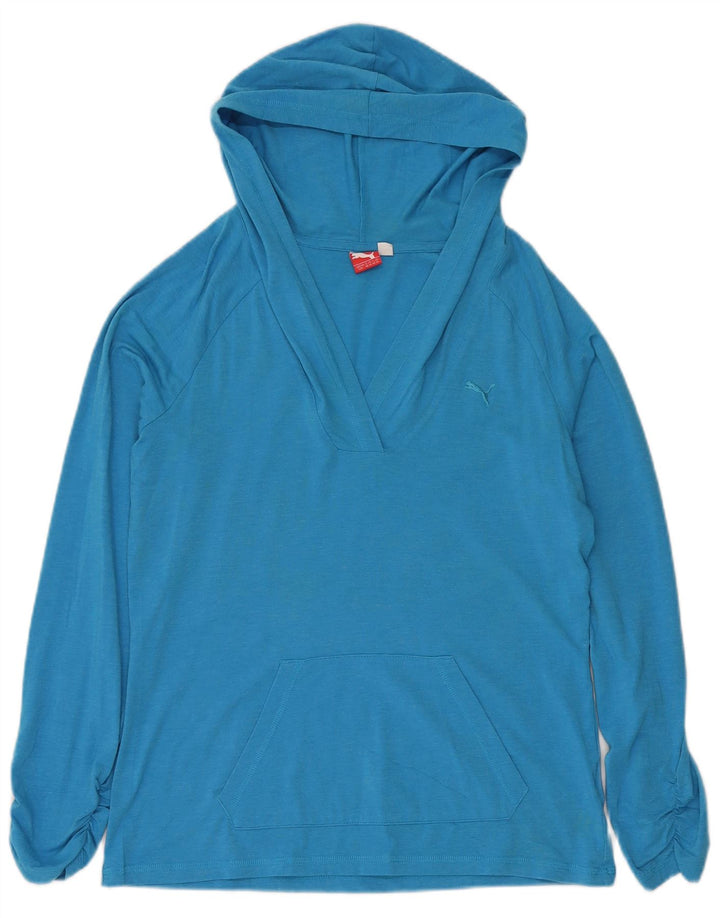 Top cu glugă pentru femei PUMA cu mânecă lungă UK 14 Large Blue