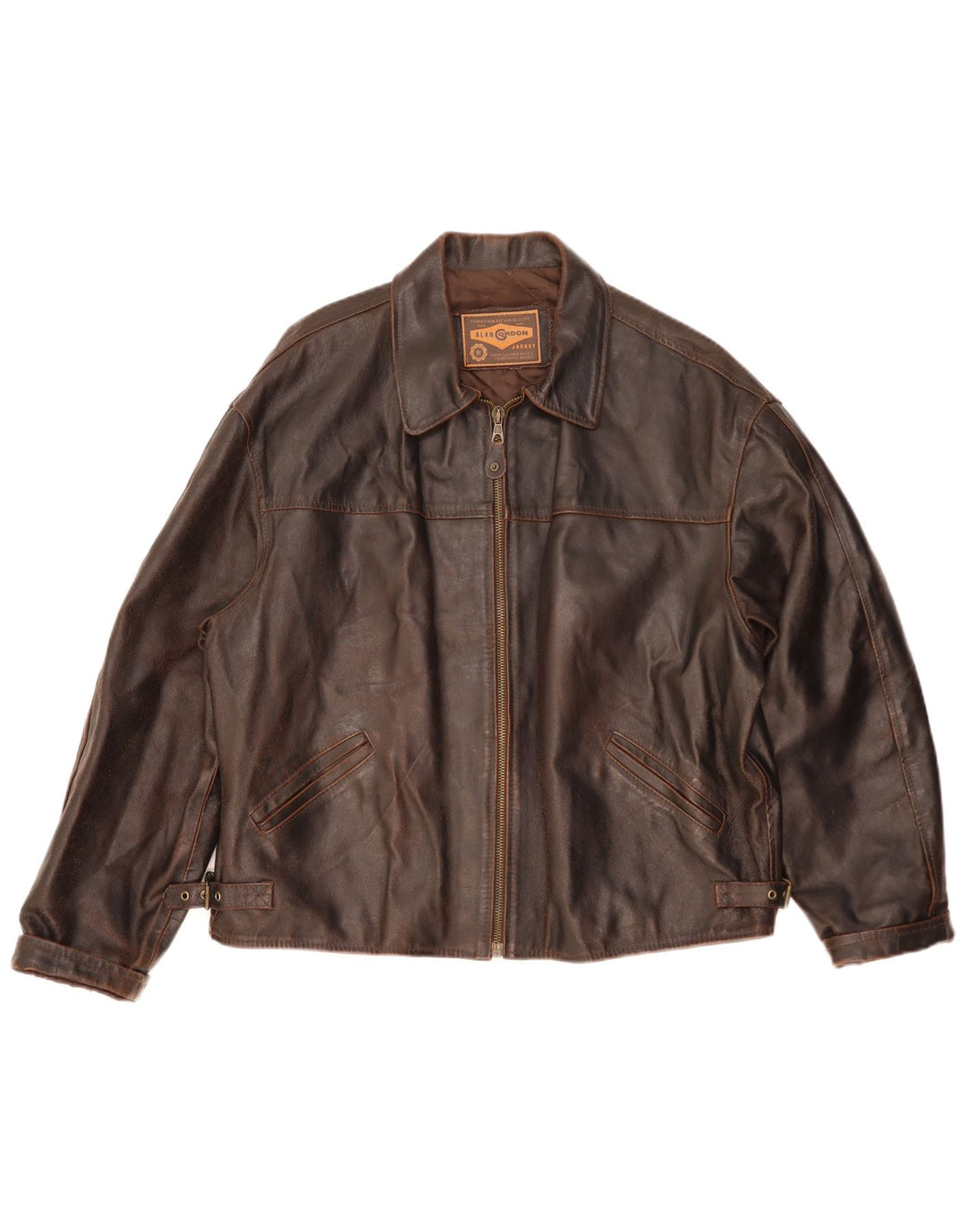 Jachetă de piele pentru bărbați Alan Gordon UK 42 XL din piele maro