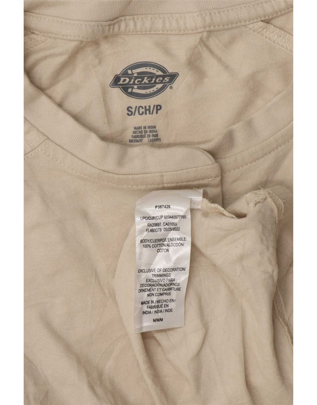Top pentru femei Dickies cu mânecă lungă UK 10 mic, bej, bumbac