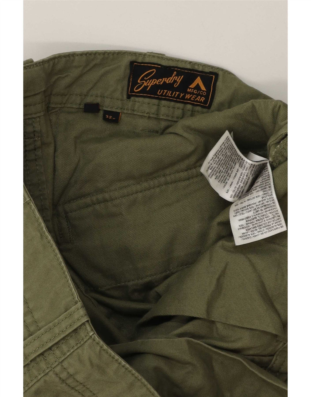 Pantaloni scurți cargo Superdry pentru bărbați W32, bumbac verde mediu