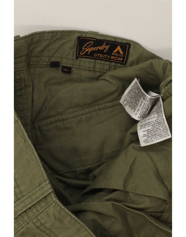 Pantaloni scurți cargo Superdry pentru bărbați W32, bumbac verde mediu