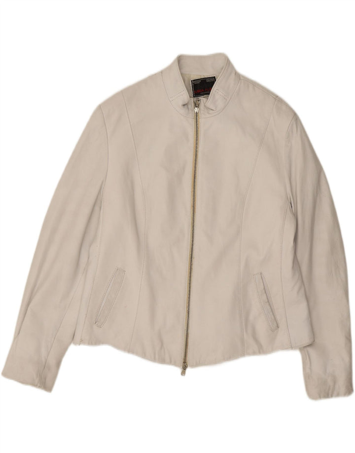 MIRA FURS Womens Leather Jacket IT 52 2XL White Leather Vintage Mira Furs and Second-Hand Mira Furs from Messina Hembry 