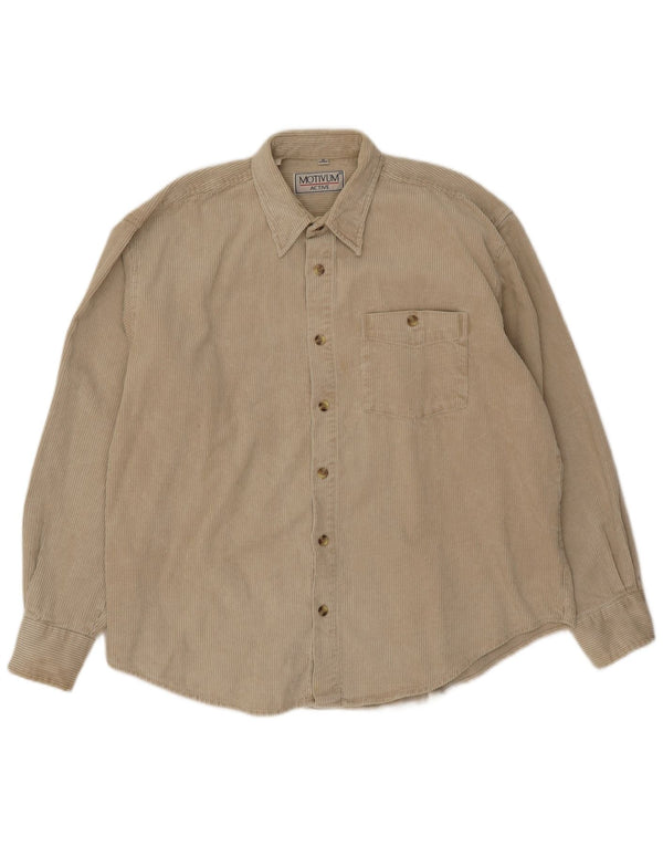 Cămașă Vintage bărbați din velur Mărimea 43/44 XL Bumbac bej