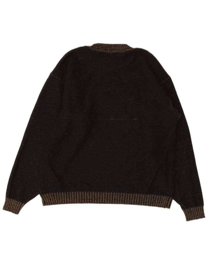 VINTAGE Womens Crew Neck Jumper Sweater IT 42 Medium Black Floral