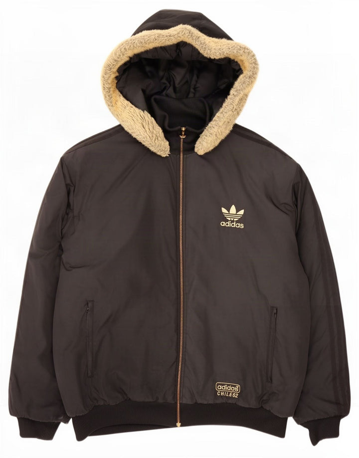 Jachetă căptușită cu glugă pentru bărbați Adidas UK 42 XL poliester negru