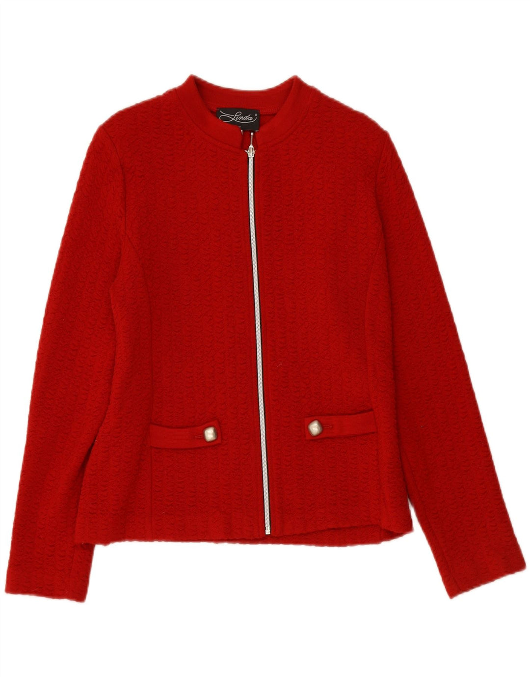 VINTAGE Womens Cardigan Sweater IT 46 Large Red Wool