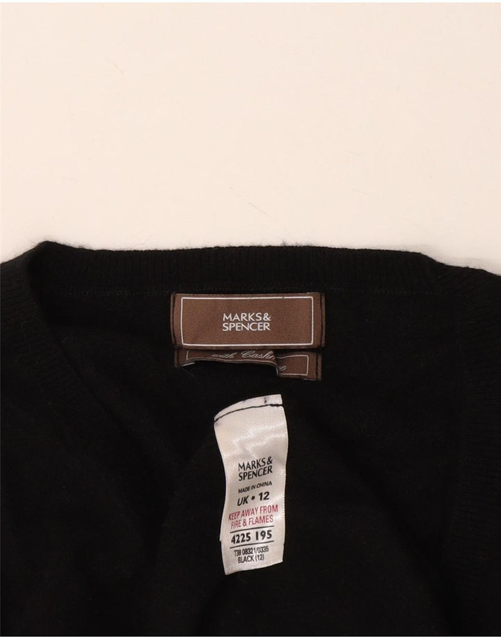 Pulover pentru femei Marks & Spencer cu decolteu în V UK 12 Medium Black Viscose