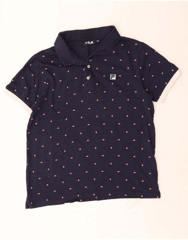 Cămașă polo Fila pentru bărbați XL, bleumarin, bumbac cu pete