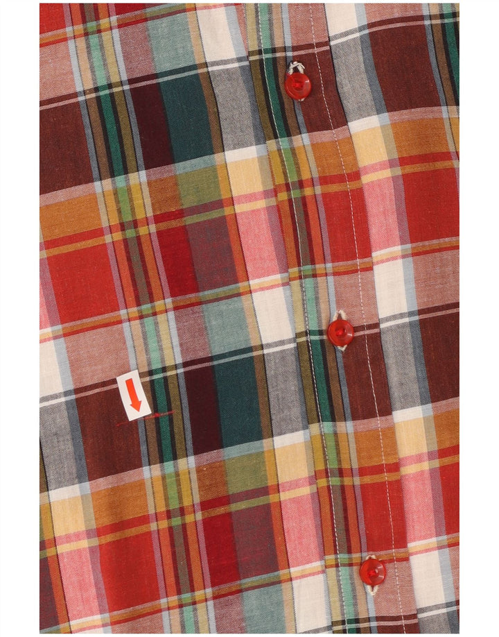 Cămașă militară cu mânecă scurtă pentru bărbați VINTAGE IT 50 Medium în carouri multicolore