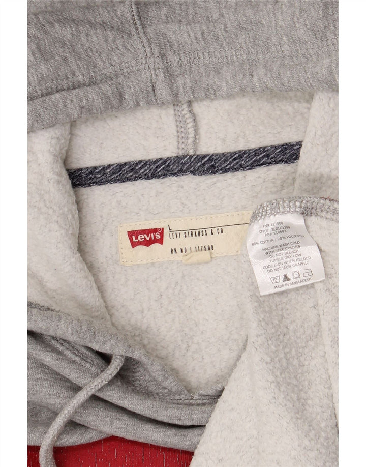 Pulover cu capota cu grafic Levi's pentru bărbați, mare, gri bumbac cu pete