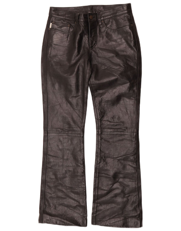 Pantaloni Iceberg din piele bootcut pentru femei W27 L29 din piele neagră