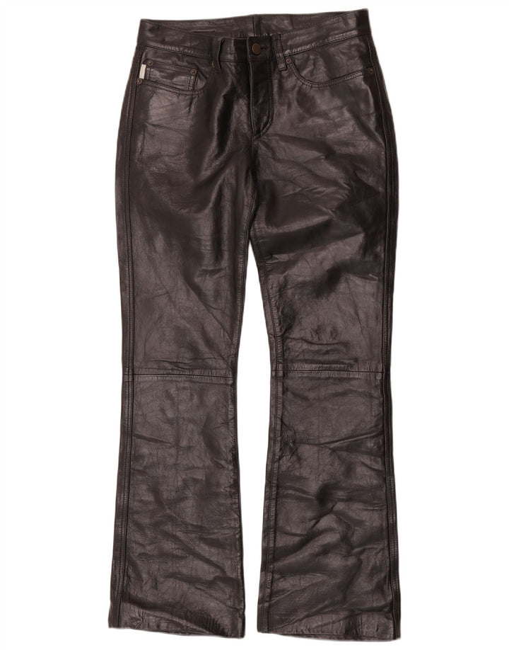 Pantaloni Iceberg din piele bootcut pentru femei W27 L29 din piele neagră