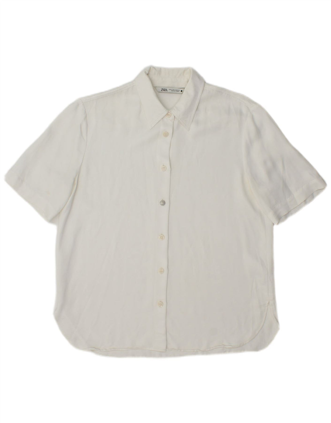 Cămașă cu mânecă scurtă pentru femei Zara UK 14 Medium White Viscose