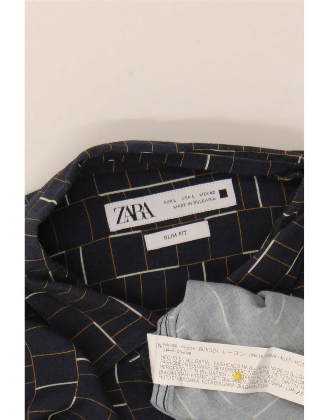 Cămașă pentru bărbați Zara Slim Fit, mare, albastru bleumarin, viscoză