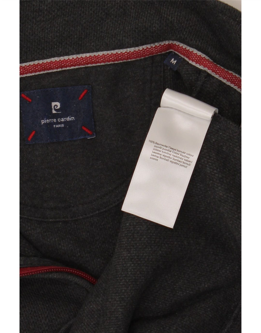 Pulover pentru bărbați Pierre Cardin, cu fermoar, cu gât, bumbac, gri mediu