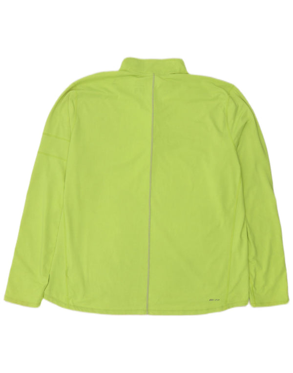 Top trening pentru bărbați Dri Fit cu fermoar și gât, poliester verde 2XL