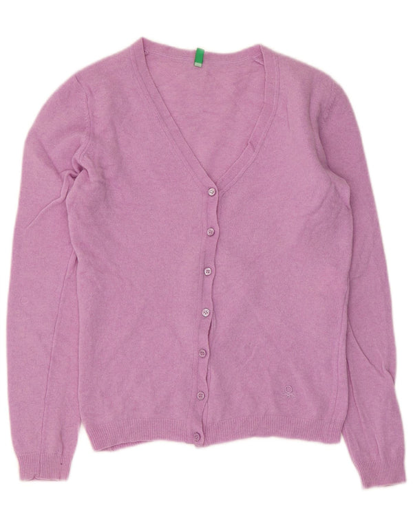 Pulover cardigan pentru femei Benetton UK 10 mic, roz, lână virgină