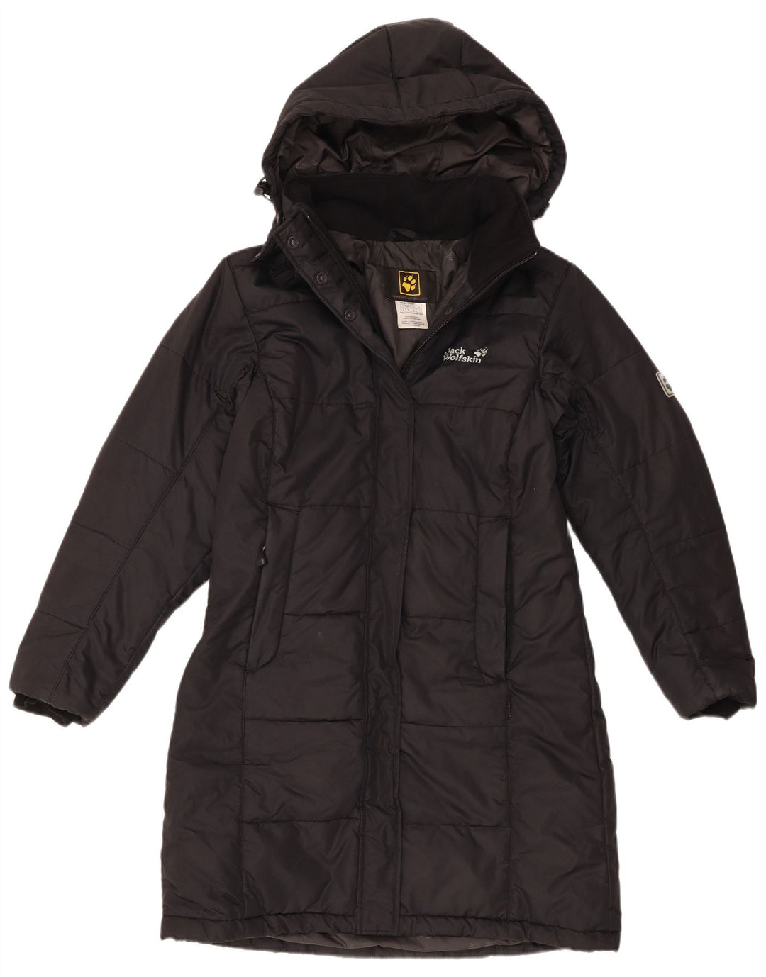 Jack Wolfskin Jachetă căptușită cu glugă pentru femei UK 10 Poliester negru mic