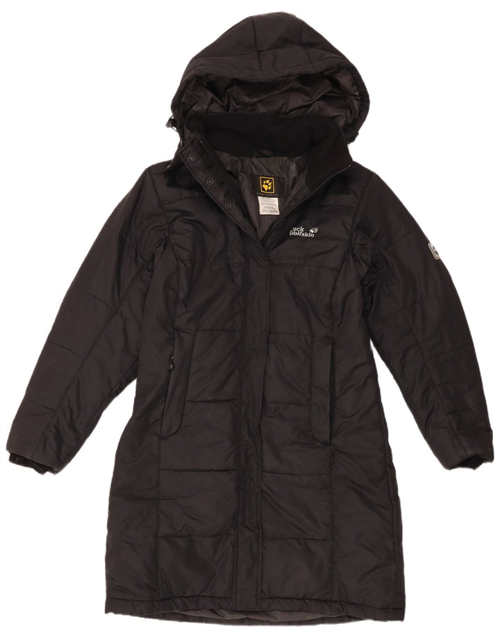 Jack Wolfskin Jachetă căptușită cu glugă pentru femei UK 10 Poliester negru mic
