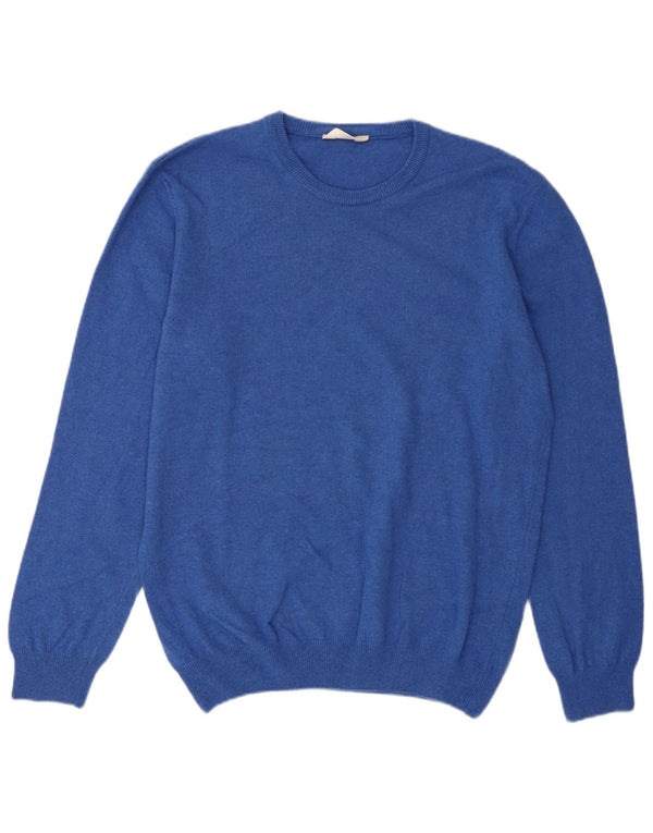 Pulover vintage pentru bărbați cu decolteu rotund, 2XL, cașmir albastru