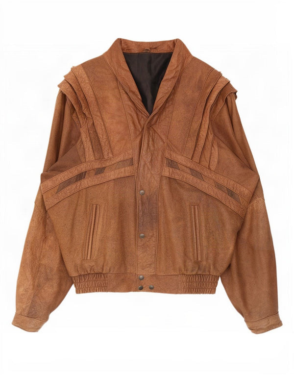 Jachetă de piele vintage pentru bărbați UK 40 mare maro