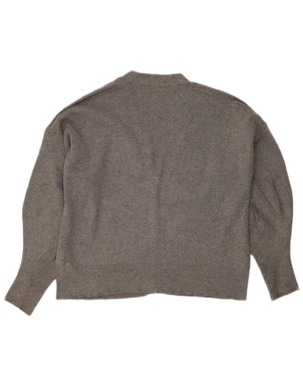 Pulover cardigan scurt pentru femei Zara UK 14, gri mediu, viscoză