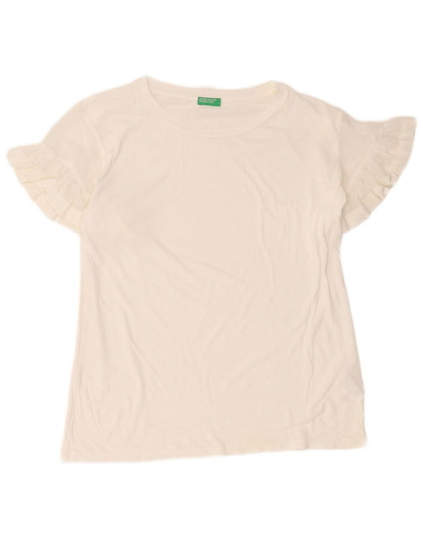 Tricou Benetton pentru damă, cu croiala largi, Top UK 8 Bumbac alb mic