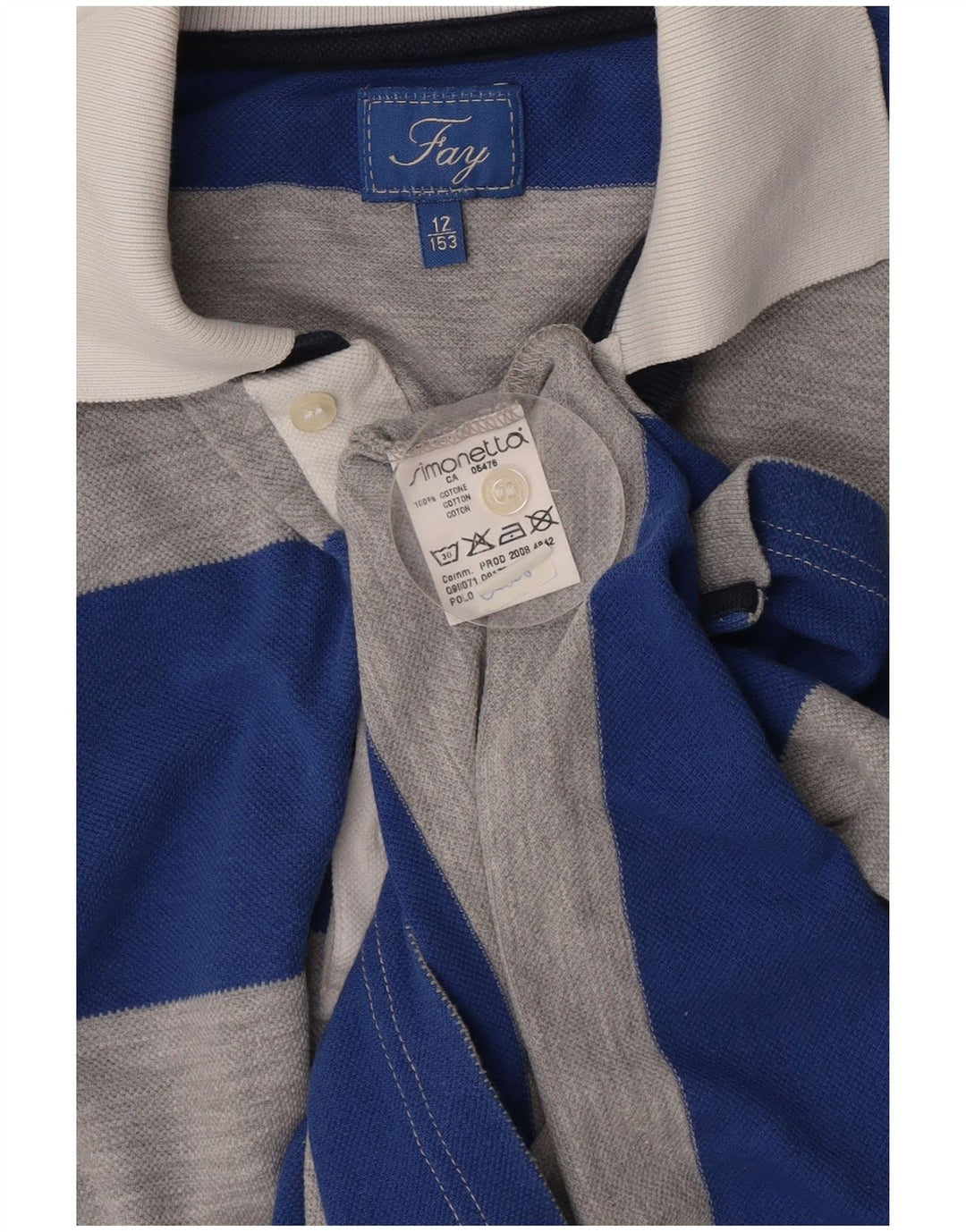 Tricou polo Fay pentru baieti 11-12 ani, bumbac cu dungi albastre