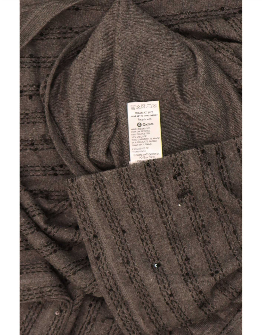 Top pentru femei Zara cu mâneci 3/4 UK 20 2XL poliester cu dungi gri