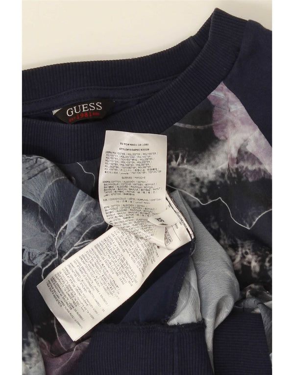 Pulover supradimensionat pentru femei Guess UK 6 XS Poliester floral albastru bleumarin