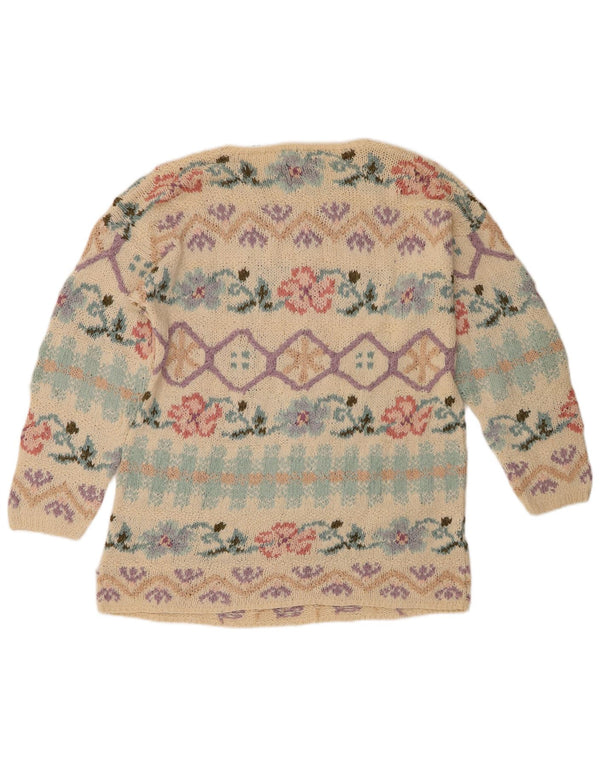 Pulover cu gât roșu pentru femei Express UK 12 Mătase Florală Bej Mediu