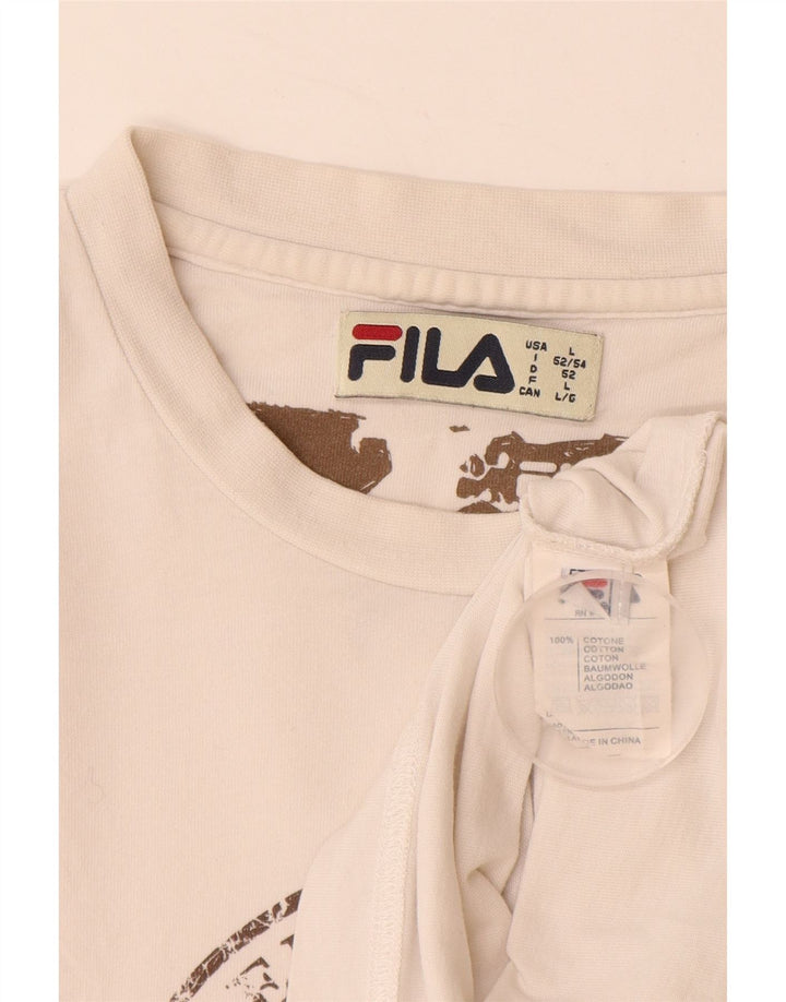 Tricou grafic pentru bărbați FILA Top mare din bumbac alb