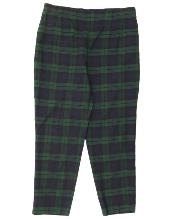 Pantaloni casual pentru femei cu talie înaltă CHAPS US 12 Large W30 L26 Green Check