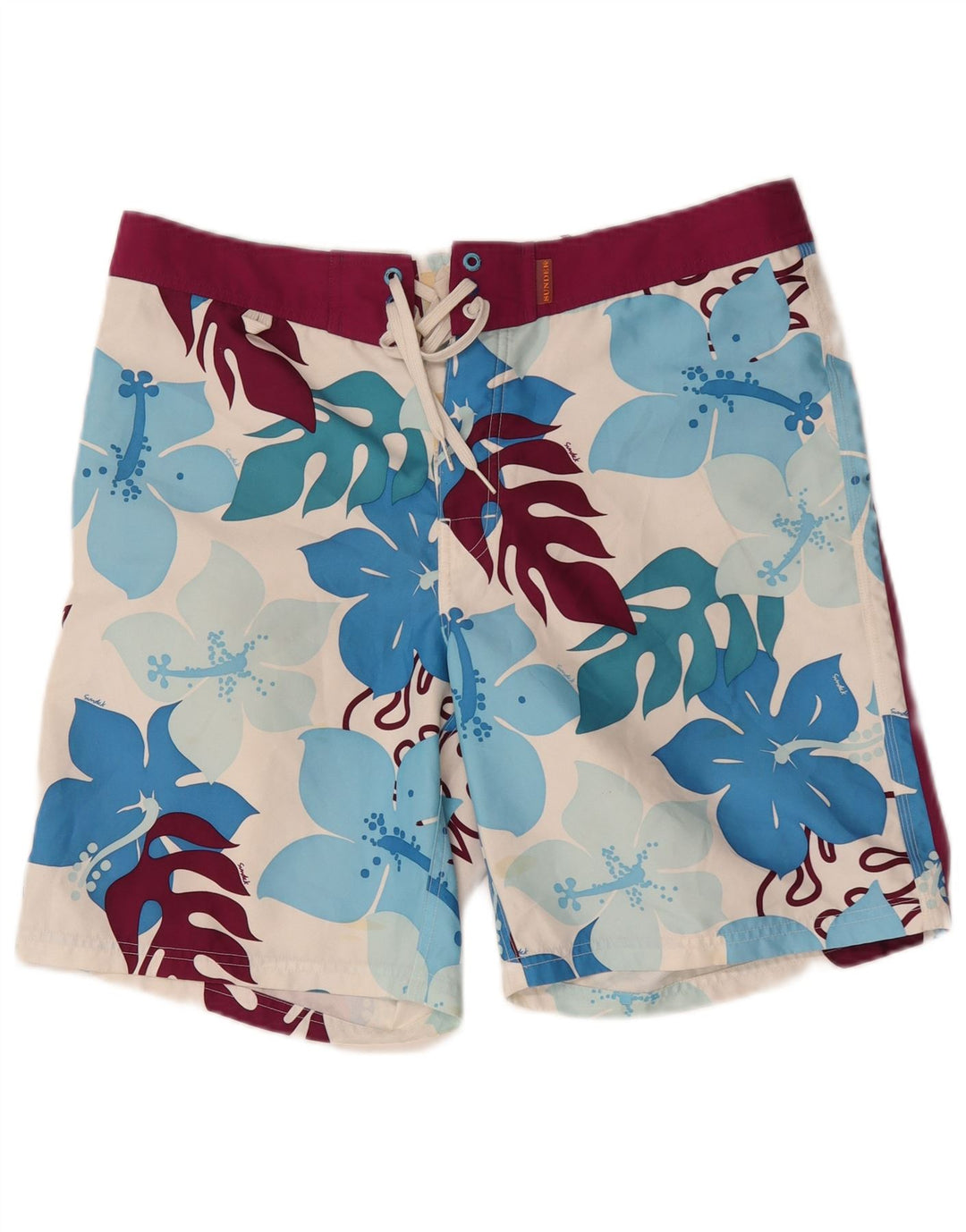 Sundek Pantaloni scurți de înot pentru bărbați, mari, alb, din poliester floral