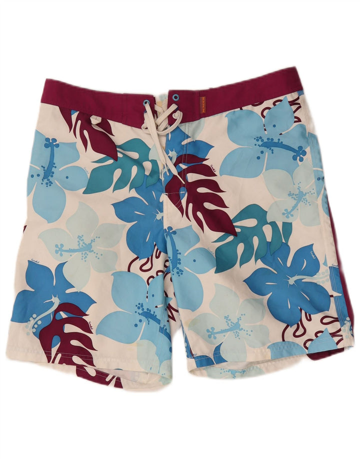 Sundek Pantaloni scurți de înot pentru bărbați, mari, alb, din poliester floral