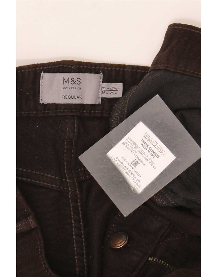 Blugi drepti pentru bărbați Marks & Spencer, cu ajustare normală, W36 L29, bumbac maro