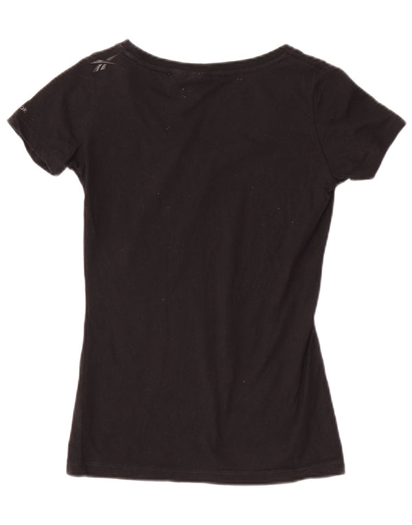 Tricou grafic Reebok pentru femei Top UK 8 Small Black Bumbac