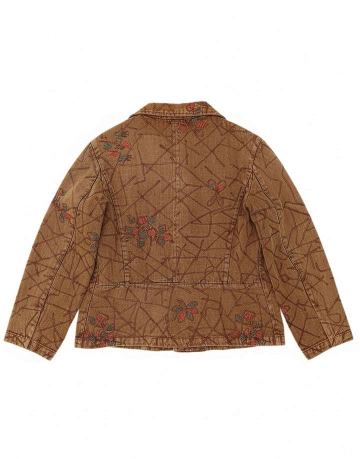 Bomber vintage pentru femei UK 16 mare, maro, bumbac floral