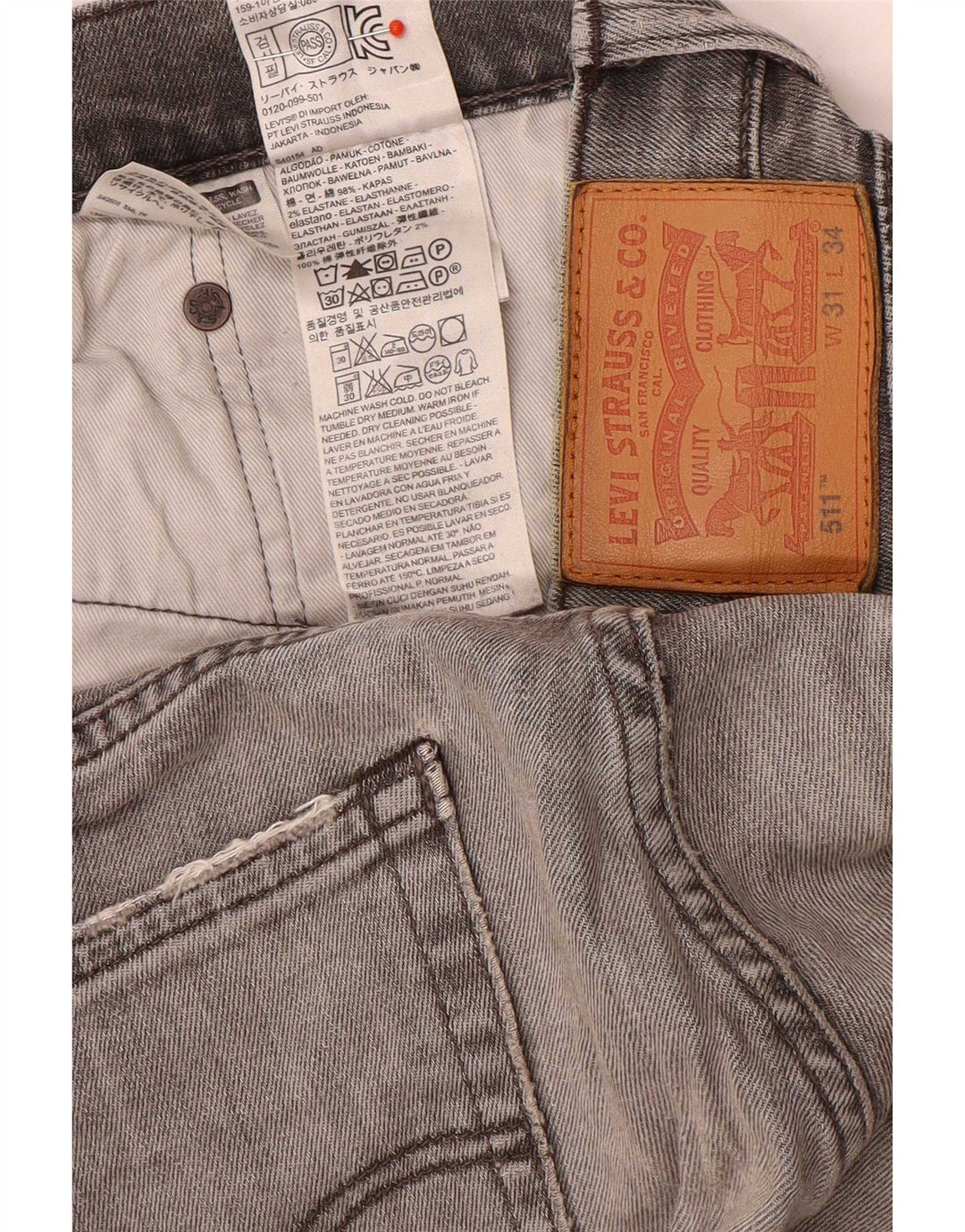 Blugi Levi's 511 Slim pentru bărbați W31 L34 bumbac gri
