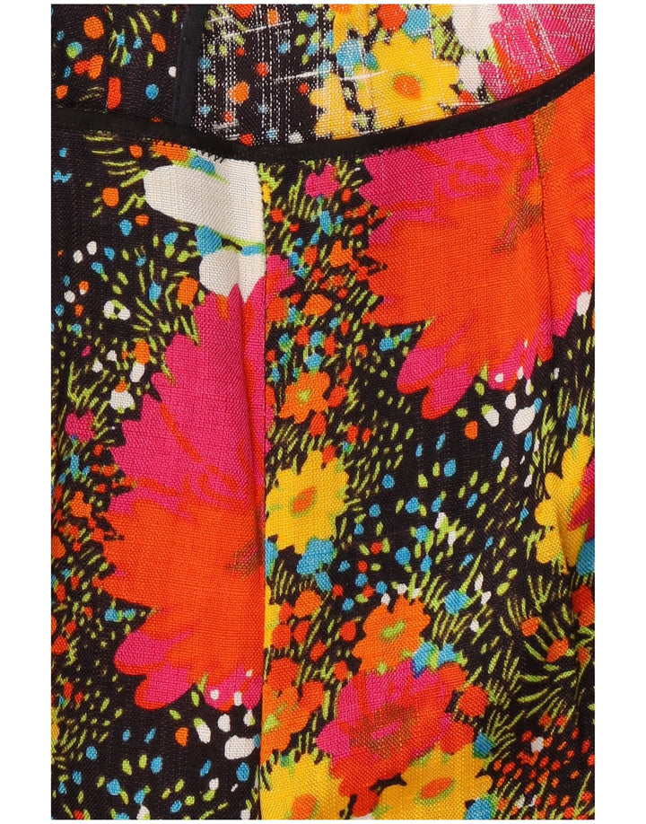 Pantaloni casual de damă VINTAGE cu talie înaltă W26 L31 multicolori florali