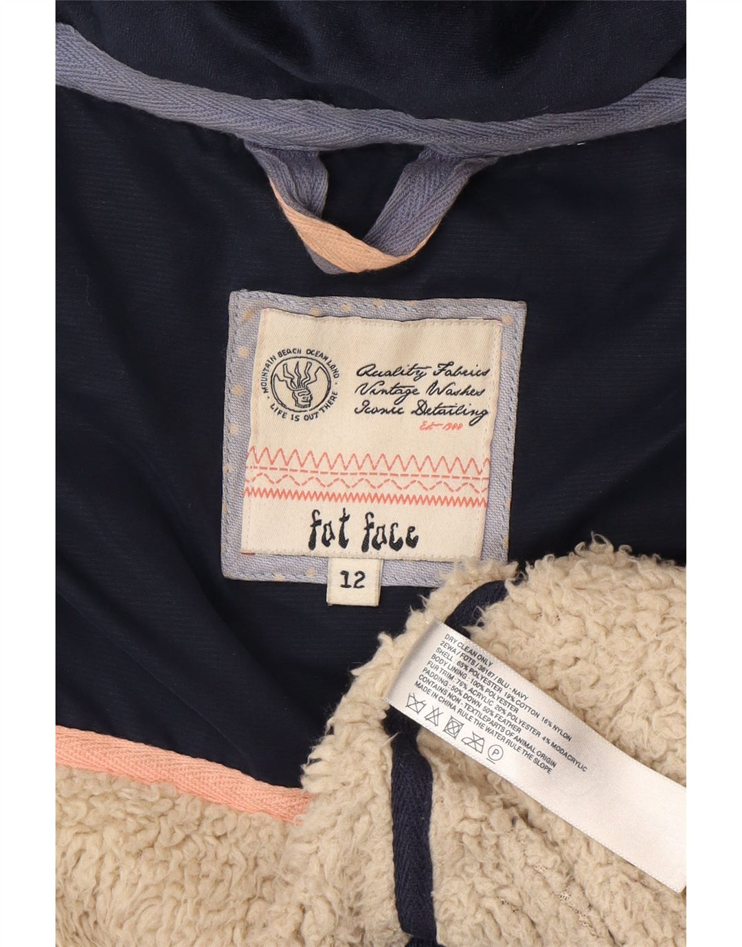 Gilet căptușit cu glugă pentru femei Fat Face UK 12 Medium Bleumarin Poliester