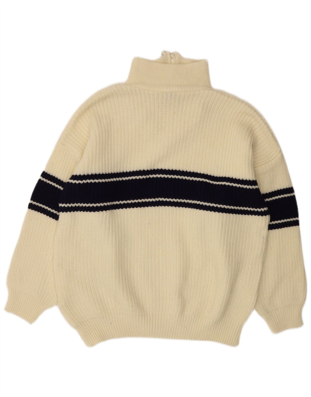 Pulover Ideal pentru bărbați, cu fermoar, cu gât, mare, alb, color block