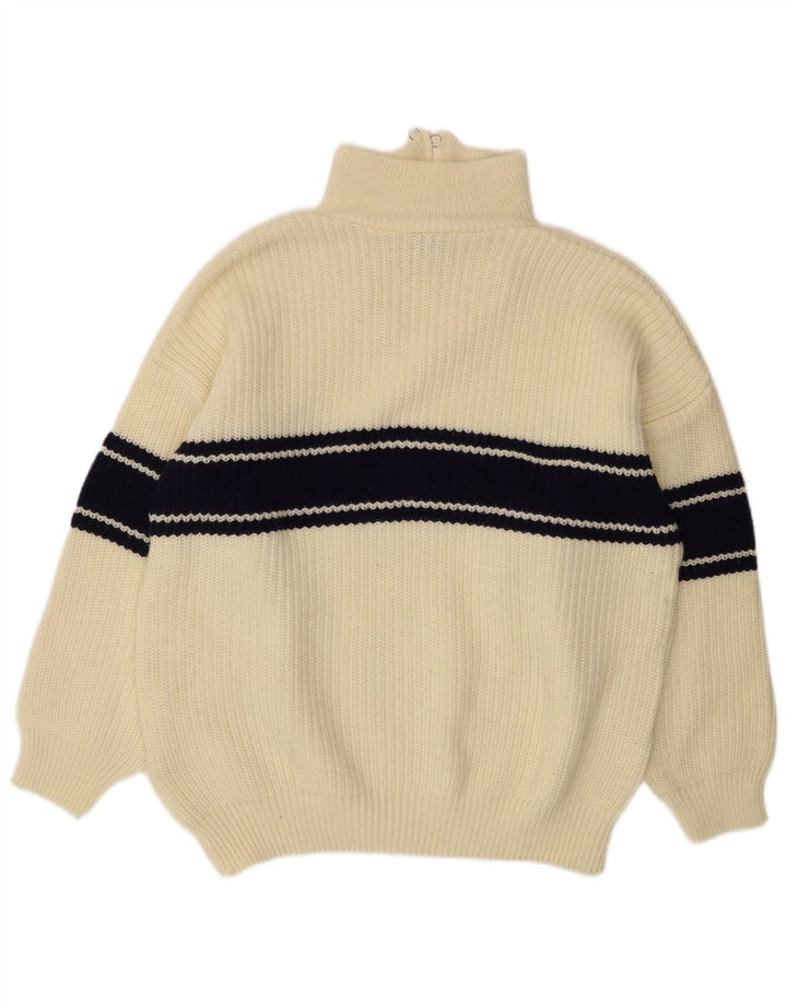 Pulover Ideal pentru bărbați, cu fermoar, cu gât, mare, alb, color block