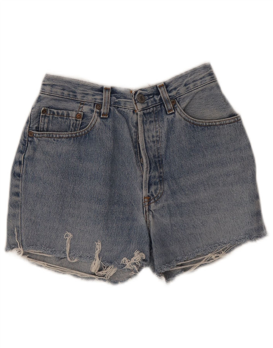 Pantaloni scurți Levi's din denim distressed W28, bumbac albastru mediu
