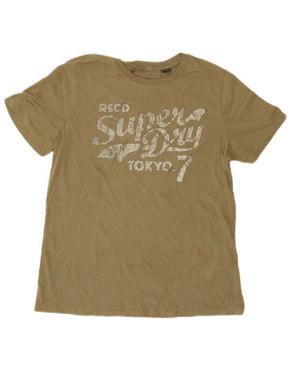 Tricou grafic Superdry pentru femei Top UK 14, mare, verde, bumbac
