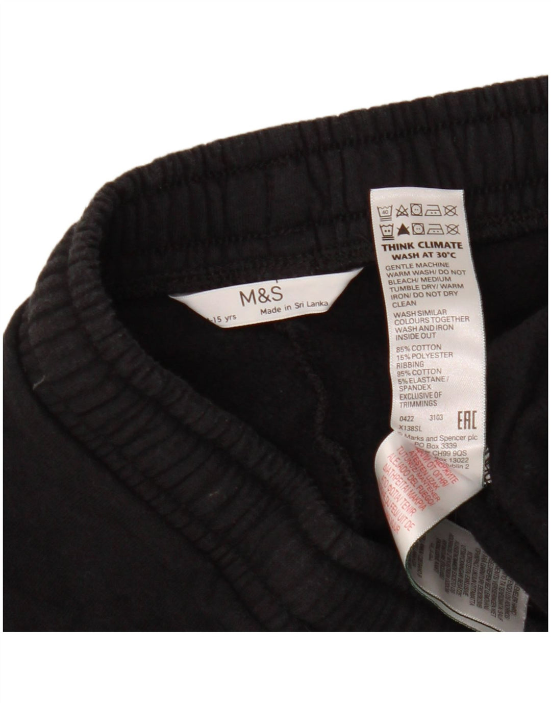 Marks & Spencer Băieți Trening Pantaloni Joggeri 14-15 Ani Bumbac Negru