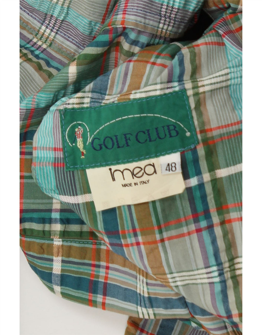 Jachetă vintage pentru bărbați cu 3 nasturi IT 48, bumbac carouri verde mediu